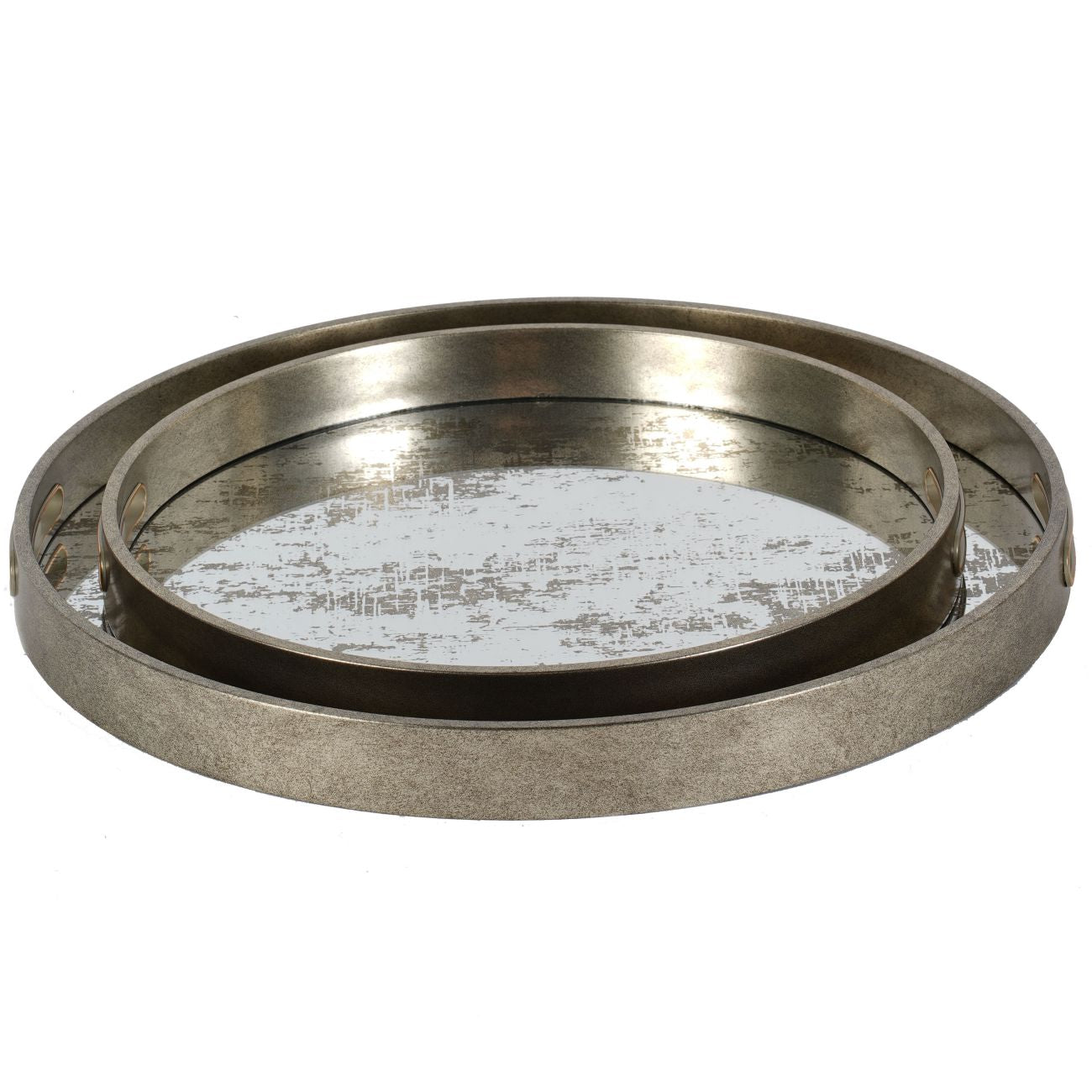 Laura Ashley Silver Set of Two Whinfell Mirrored Trays 45cm