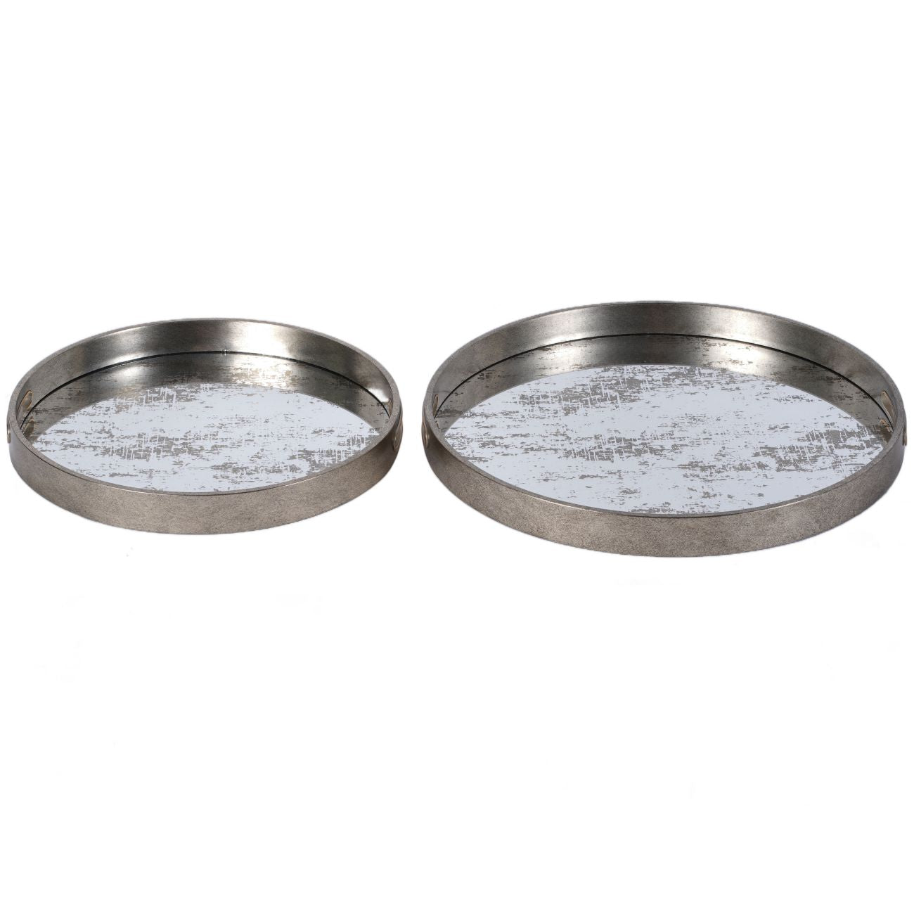 Laura Ashley Silver Set of Two Whinfell Mirrored Trays 45cm