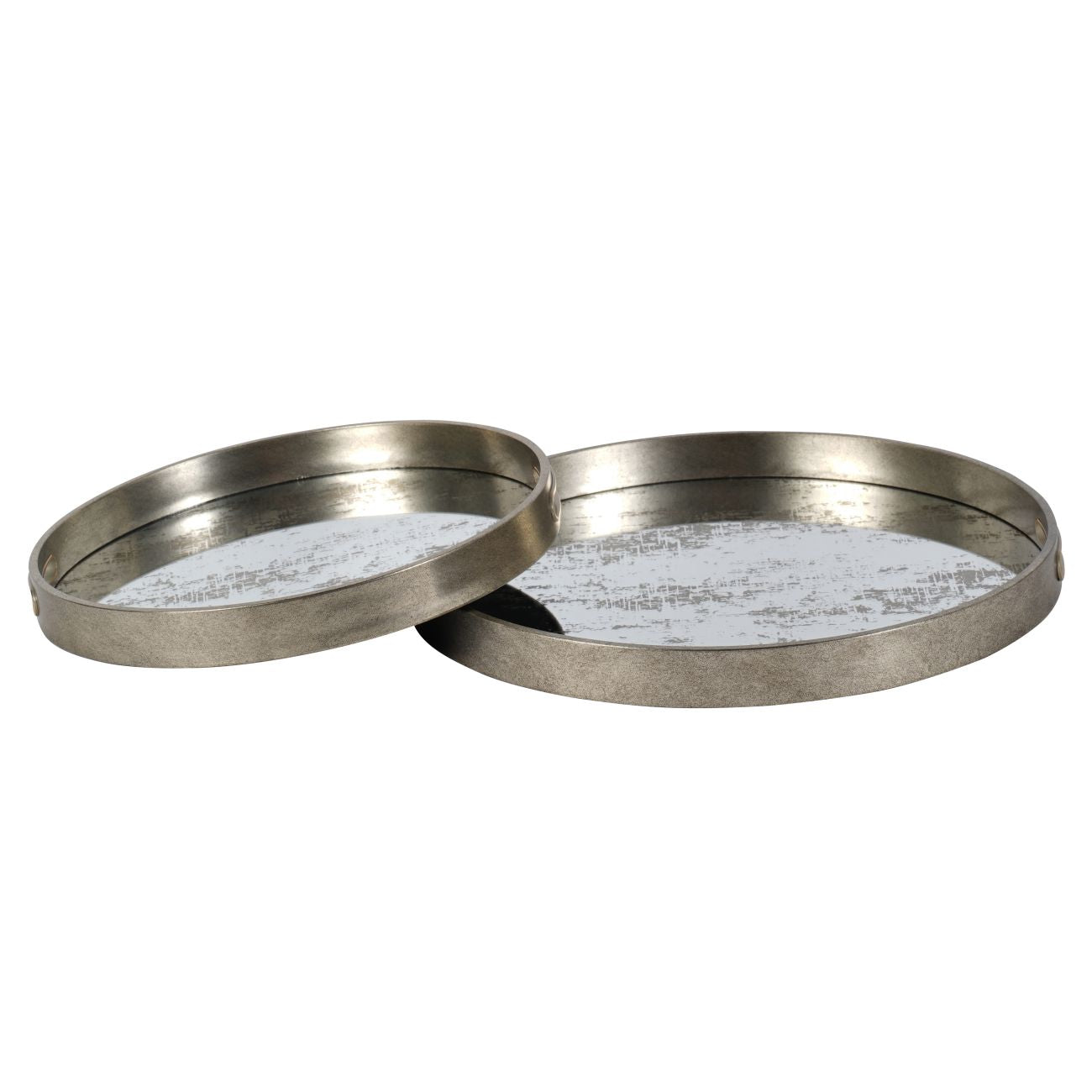 Laura Ashley Silver Set of Two Whinfell Mirrored Trays 45cm