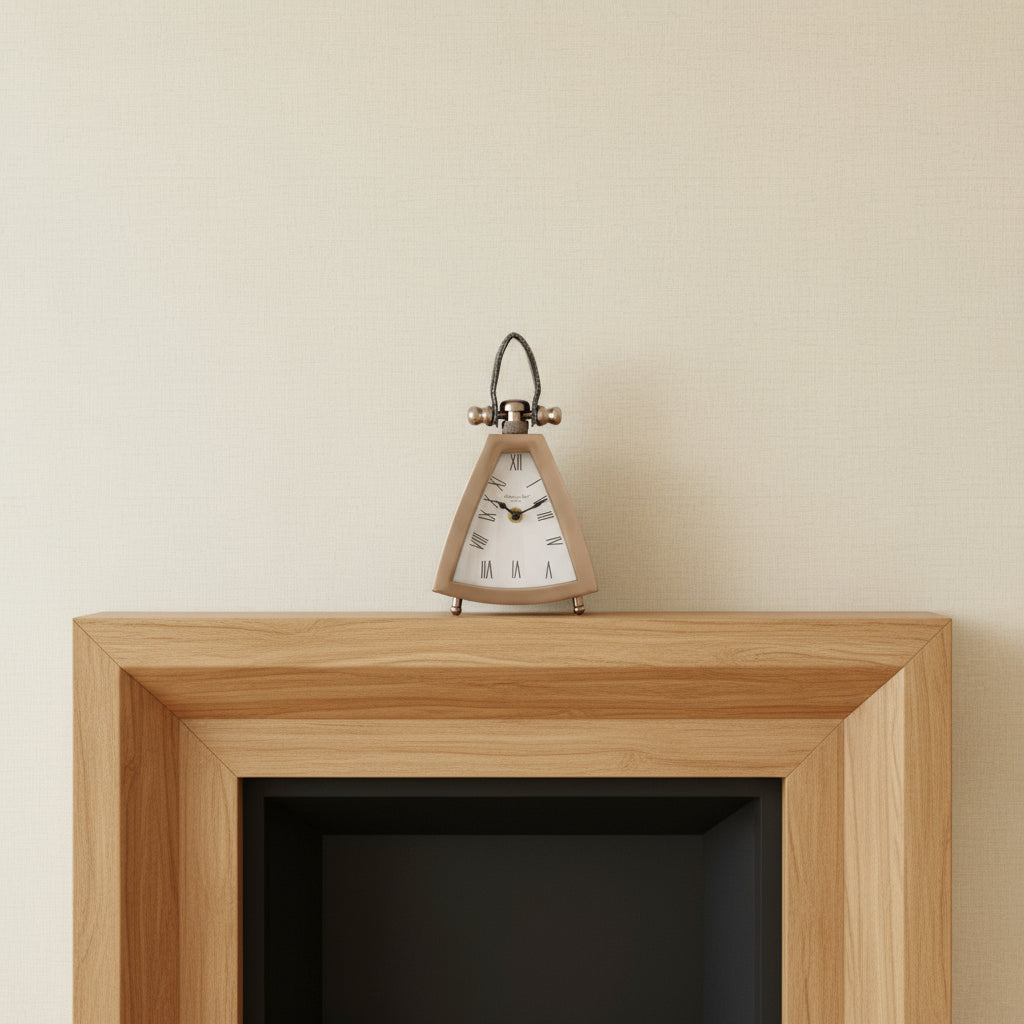 Isosceles Brass Curved Front Mantel Clock Small 18cm | Annie Mo's