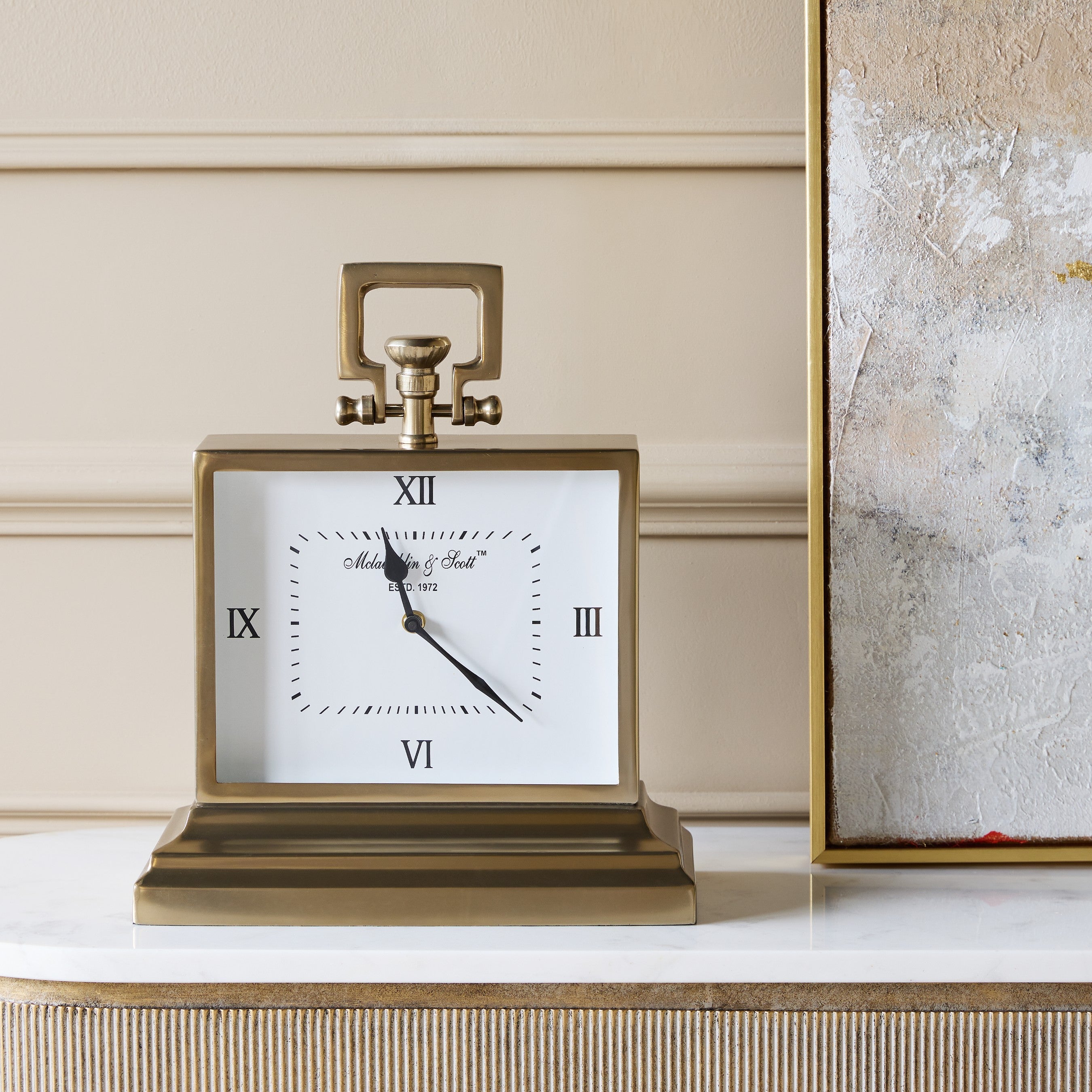 Latham Brass Rectangular Clock Small
