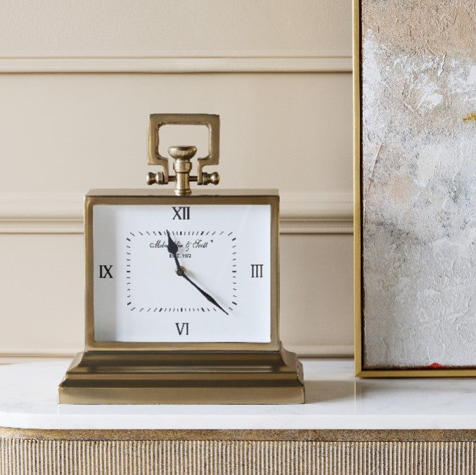 Latham Brass Rectangular Clock Small
