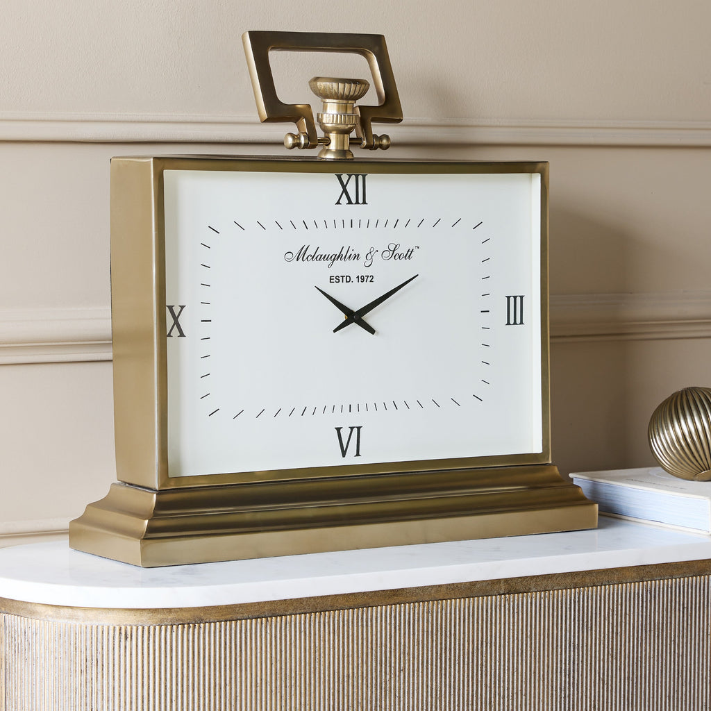 Latham Brass Rectangular Clock Large