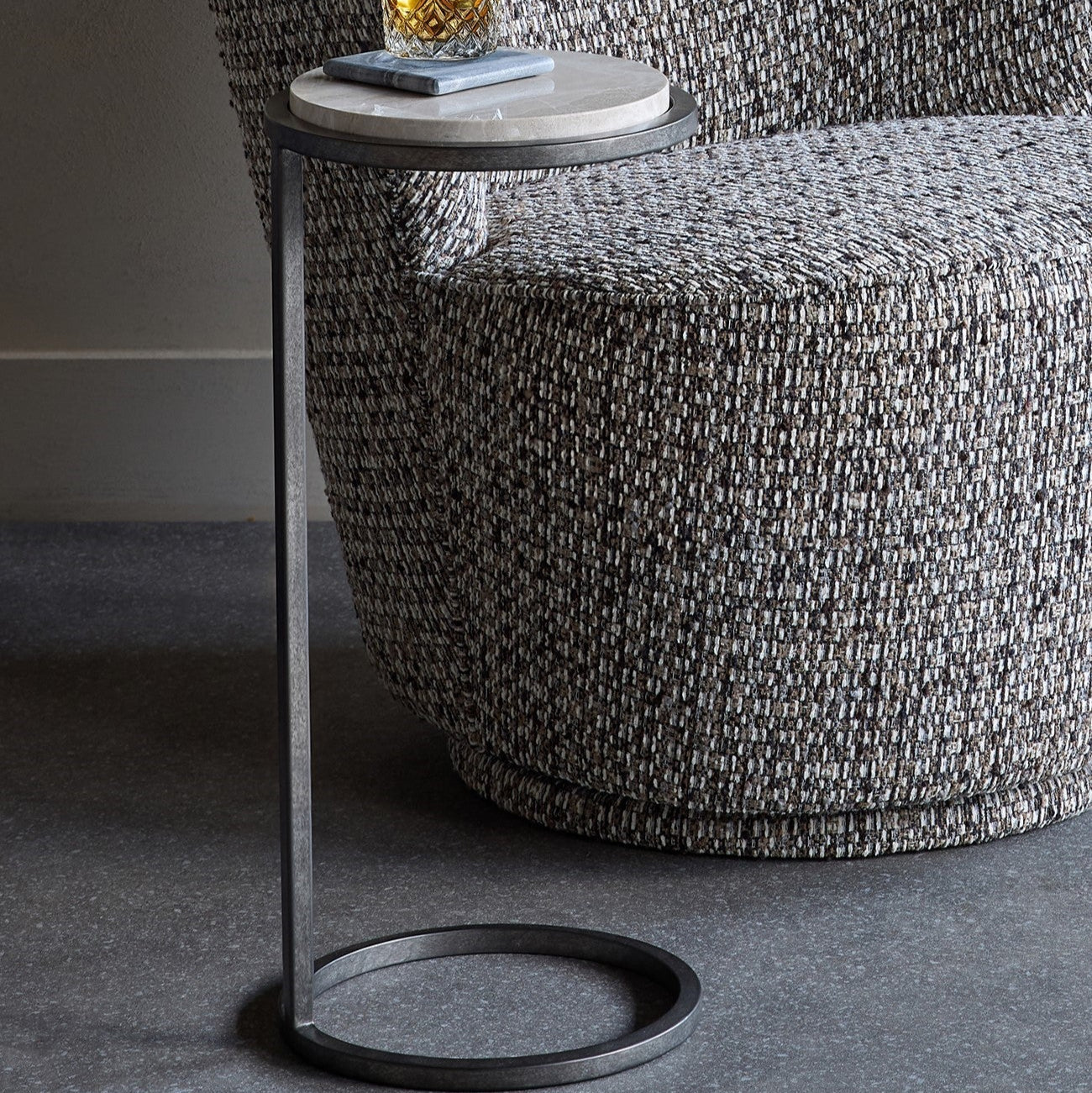 Grey Emperador Marble Accent Sofa Table 59cm | Annie Mo's