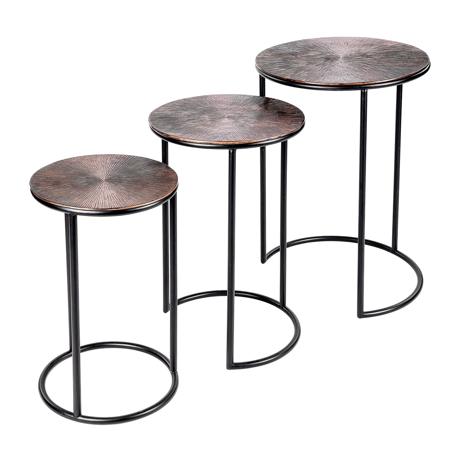 Copper Tone Set of Three Nesting Tables 63cm | Annie Mo's