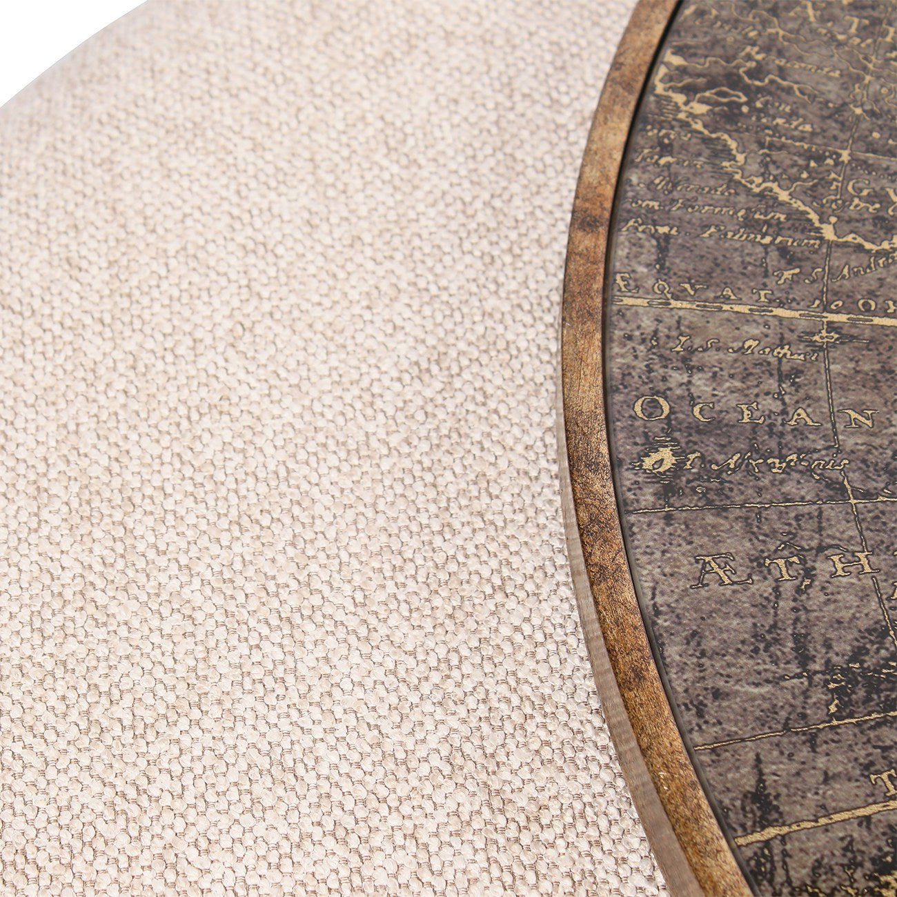 Atlas Effect Coffee Table with Nesting Pouffe 80cm C | Annie Mo's