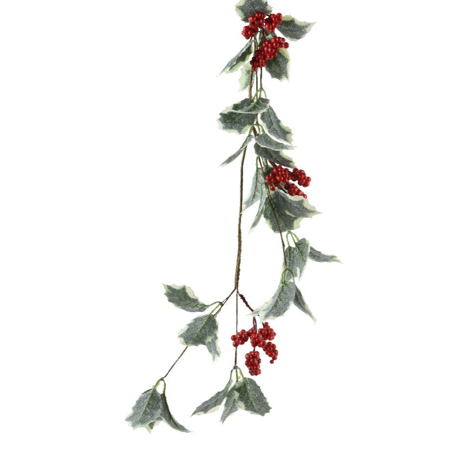 Red Berry Garland with Variegated Leaves 130cm | Annie Mo's