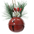 Iron Bell Bauble with Needle Sprig and Berries - Red | Annie Mo's