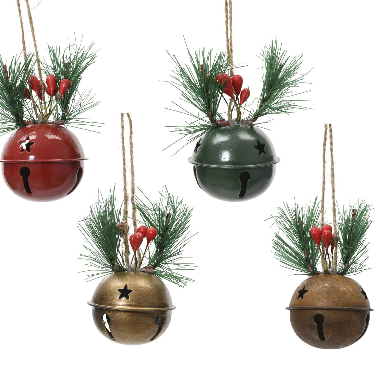 Iron Bell Bauble with Needle Sprig and Berries - Colour Choice | Annie Mo's