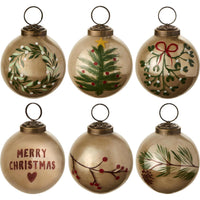 Six Assorted Christmas Baubles 8cm | Annie Mo's