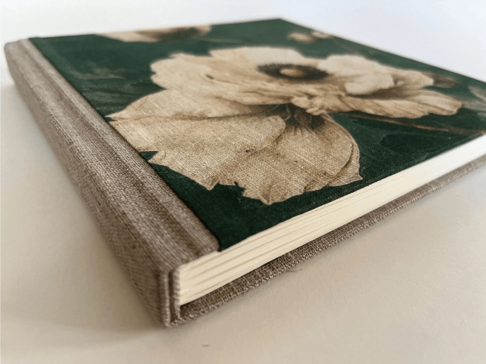"Vintage Anemone" Handmade Linen Hardcover Notebook | Diary-E