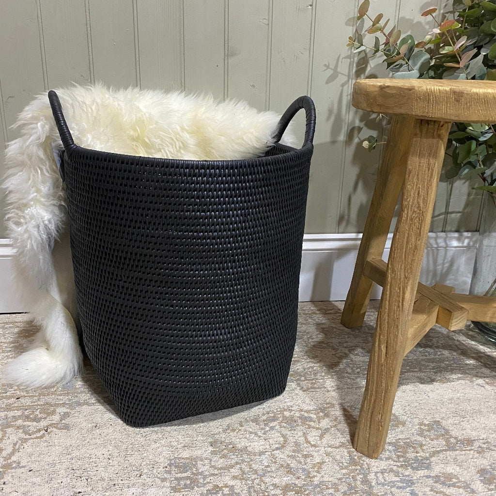 Artisan Weave Rattan Laundry Basket with Handles 50cm