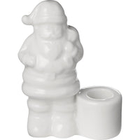 White Ceramic Santa Claus Candle Holder for Taper Candles 7cm | Annie Mo's