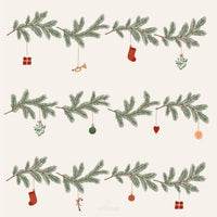 50 Square Paper Napkins - Christmas Garlands 40cm | Annie Mo's