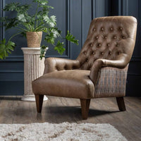 Lomund Accent Armchair | Leather and Fabric Mix