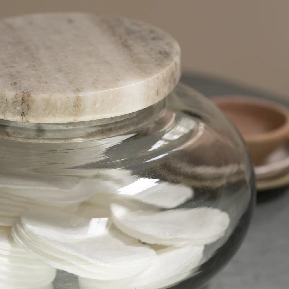 Glass Jar with Marble Lid 17cm