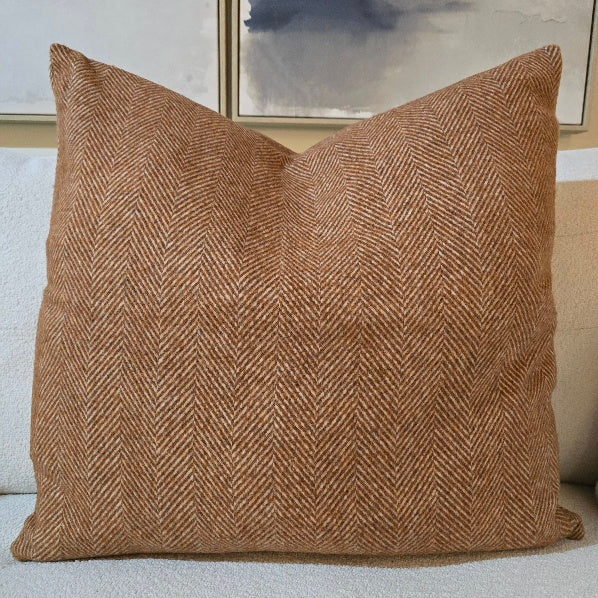 Abraham Moon Herringbone Rust Square Cushion