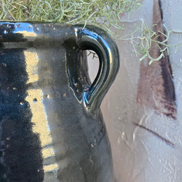 Aged Green Terracotta Vase with Handle 2