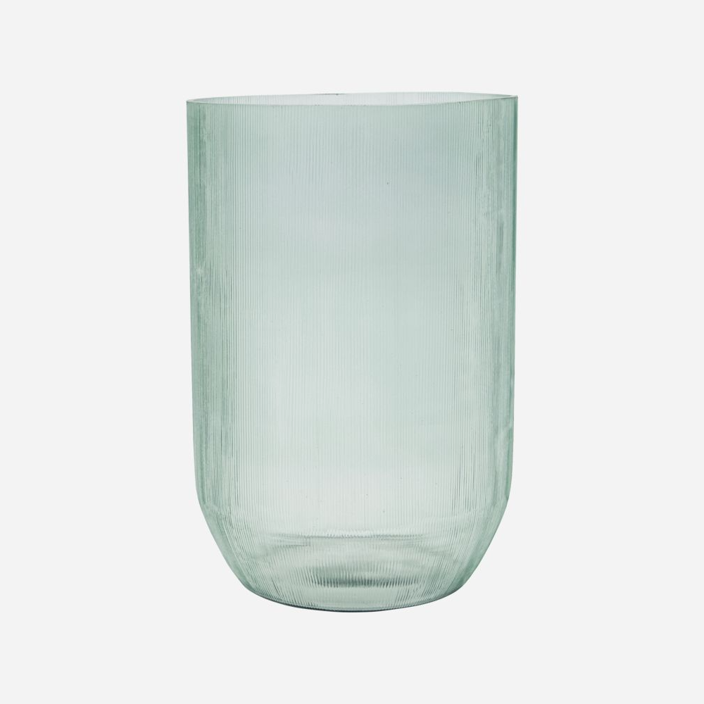 Amka Light Blue Ribbed Glass Vase 21cm
