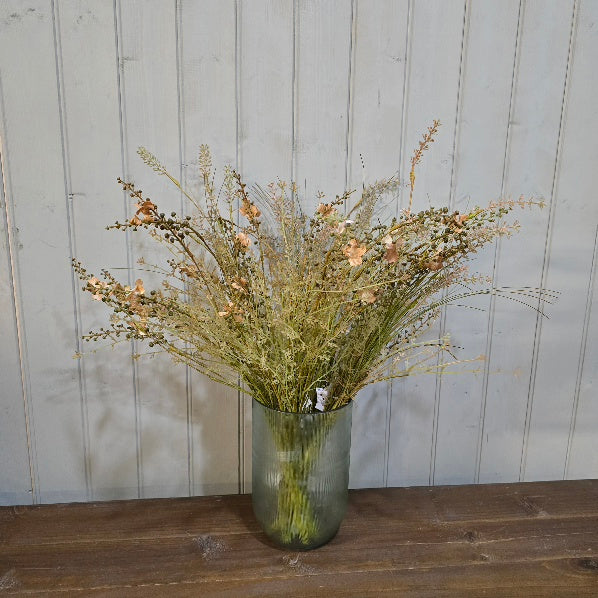 Amka Light Blue Ribbed Glass Vase 21cm-F