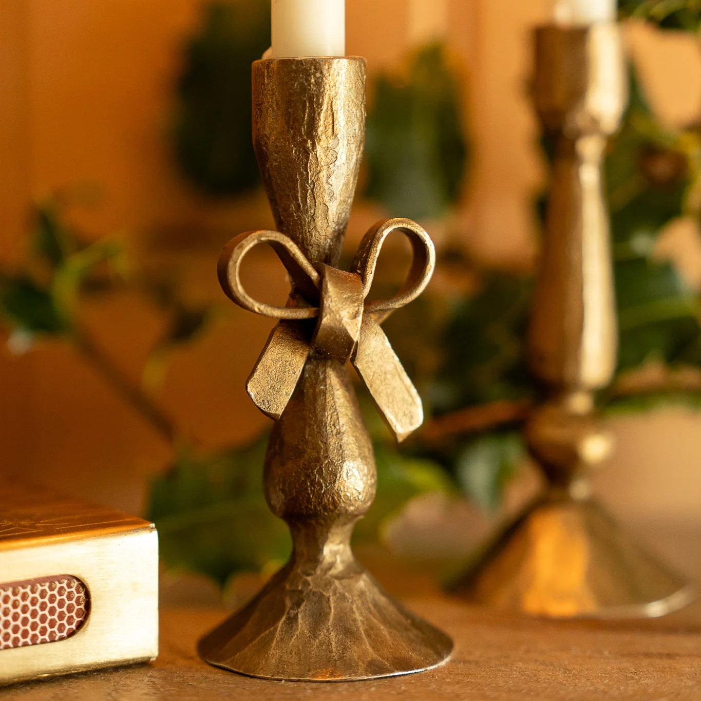 Antique Brass Finish Bow Candle Holder with Six Candles | Annie Mo's