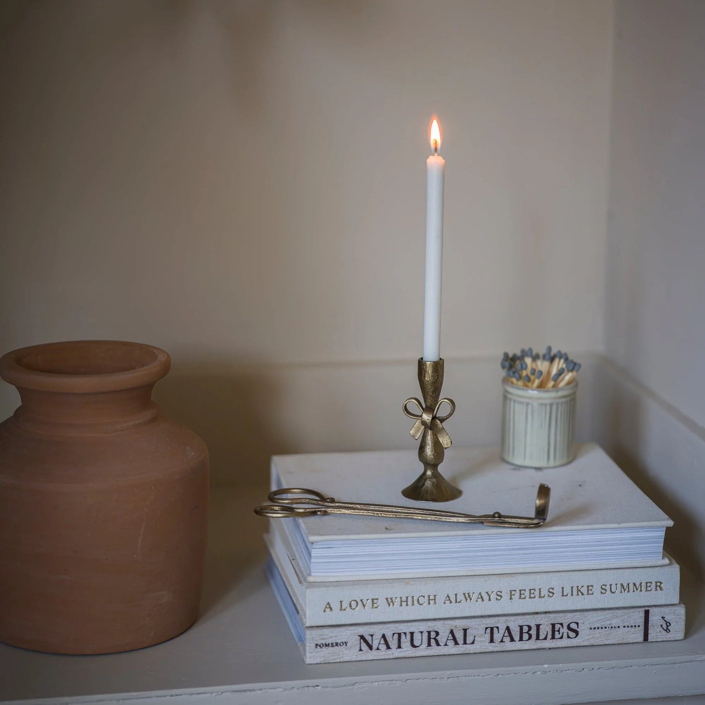 Antique Brass Finish Bow Candle Holder with Six Candles | Annie Mo's2