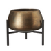 Antiqued Brass and Black Pot on Stand 21cm | Annie Mo's