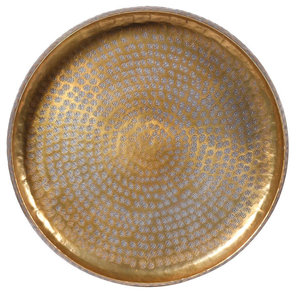 Antiqued Brass Round Tray 45cm | Annie Mo's