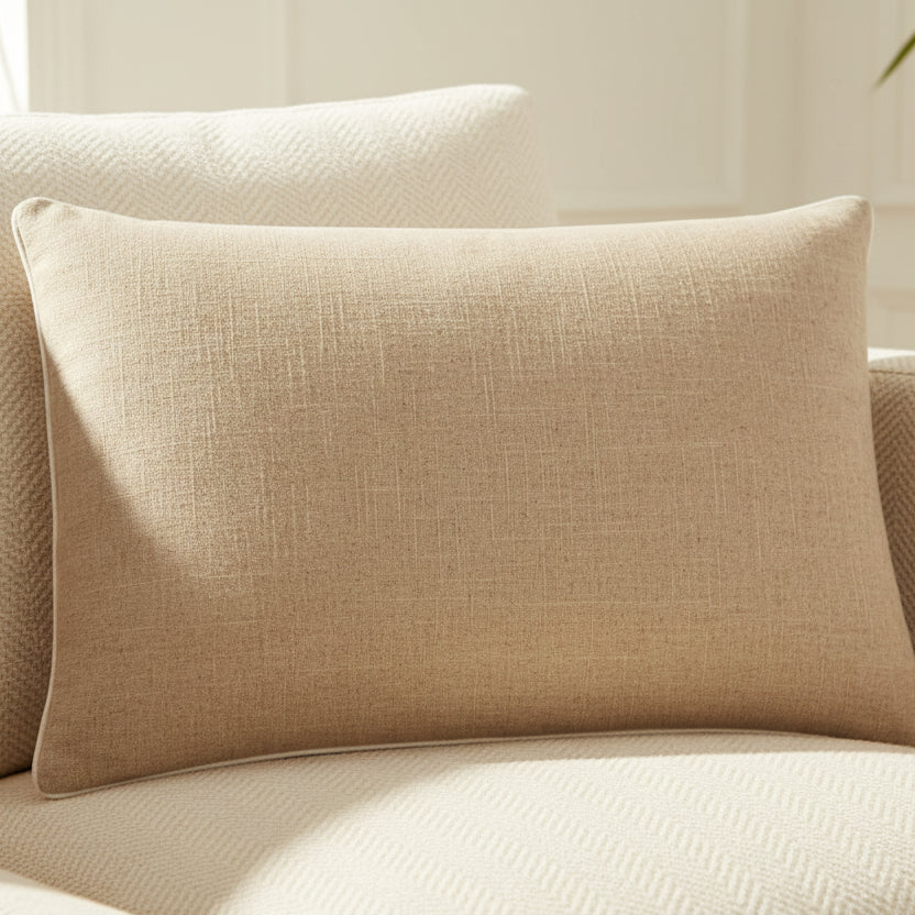 Arthur Cushion Large Oblong Cotton Ramie | Natural | Off White 60x40cm