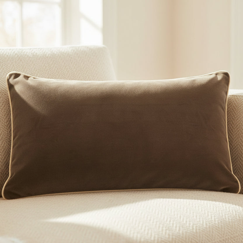 Arthur Large Oblong Cushion Velvet | Mole 60x40cm | Annie Mo's