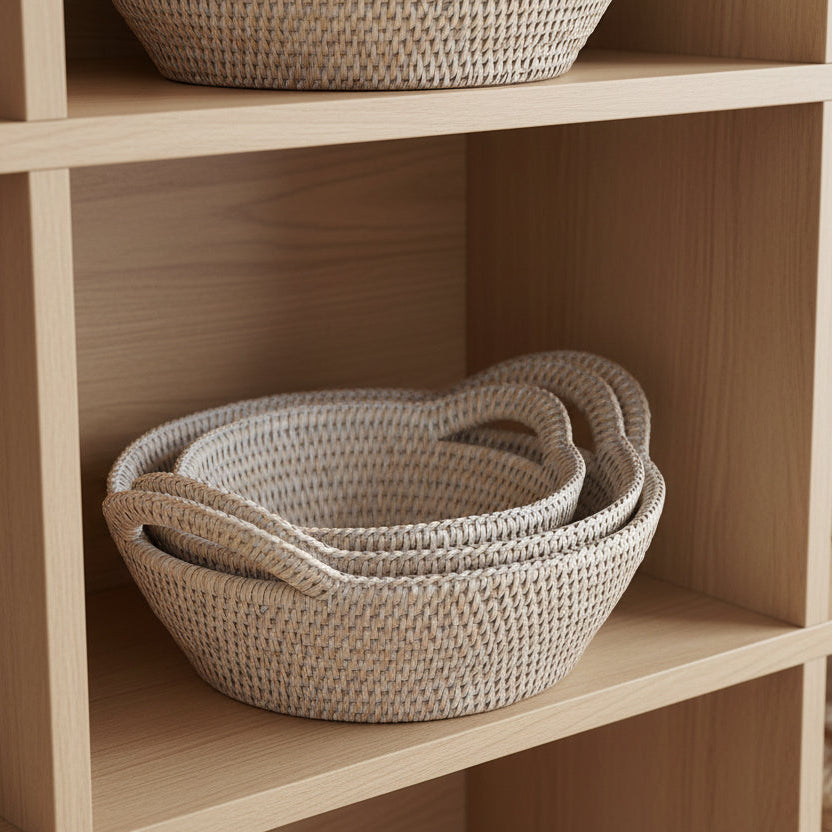 Artisan Weave Rattan Round Trays - Size Choice | Annie Mo's