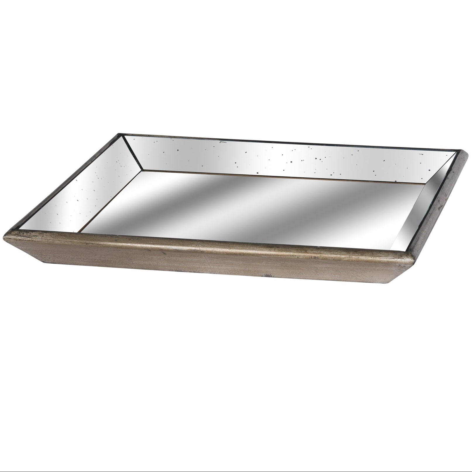 Astor Distressed Mirrored Square Tray W/Wooden Detailing 50cm | Annie Mo's