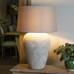 Athena Aged Stone Tall Table Lamp With Linen Shade 82cm | Annie Mo's
