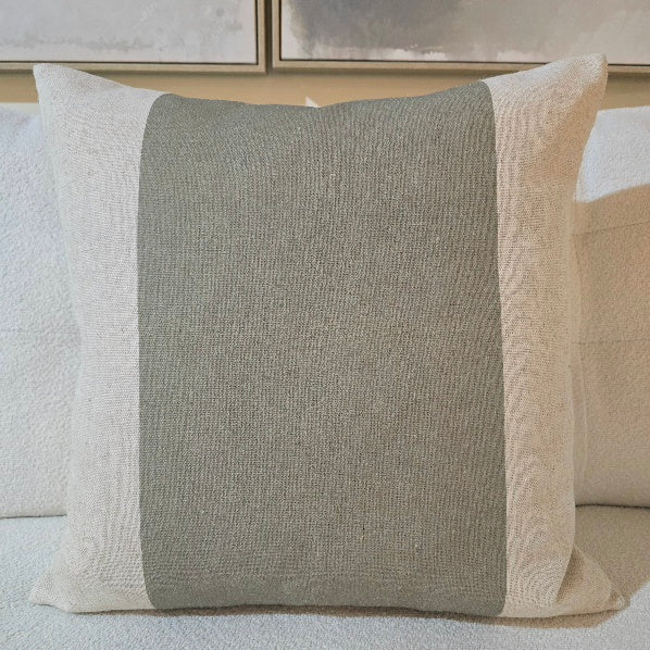 Atlantic Stripe Sage Feather Filled Cushion 1