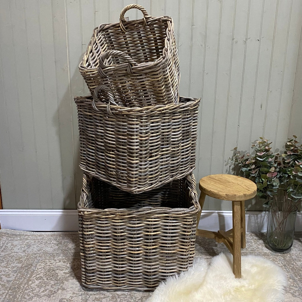 Square Baskets with Ear Handles - Size Choice