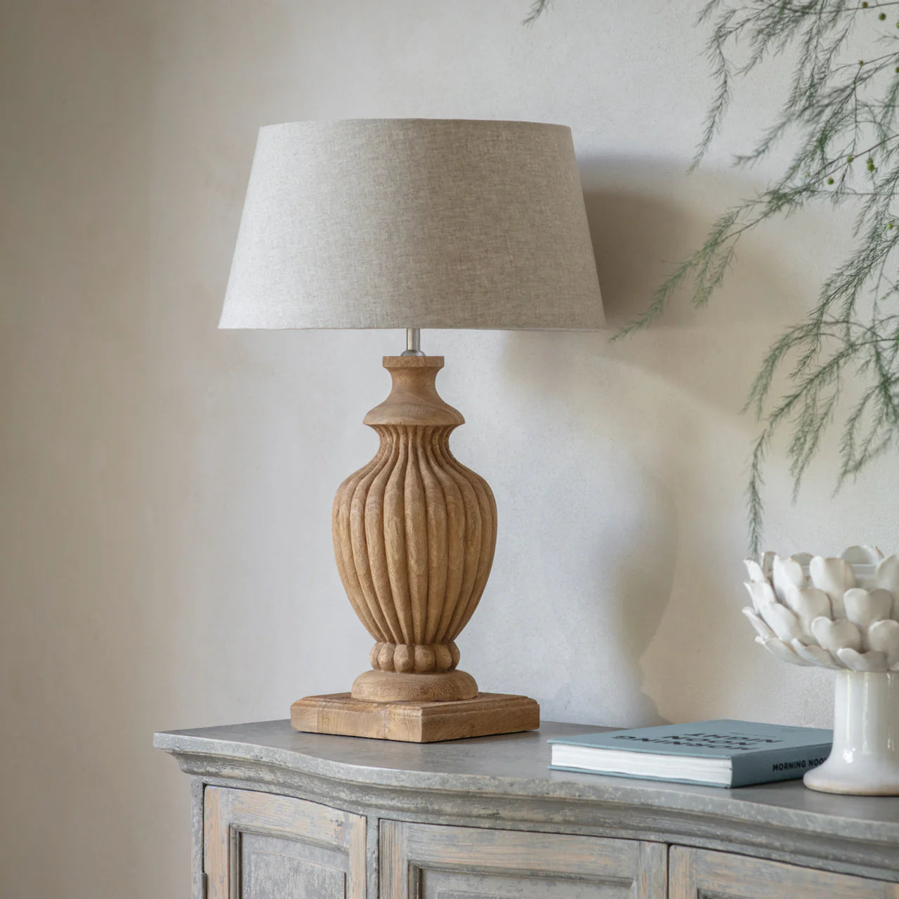 Dalhouise Wooden Finial Table Lamp 52cm | Annie Mo's