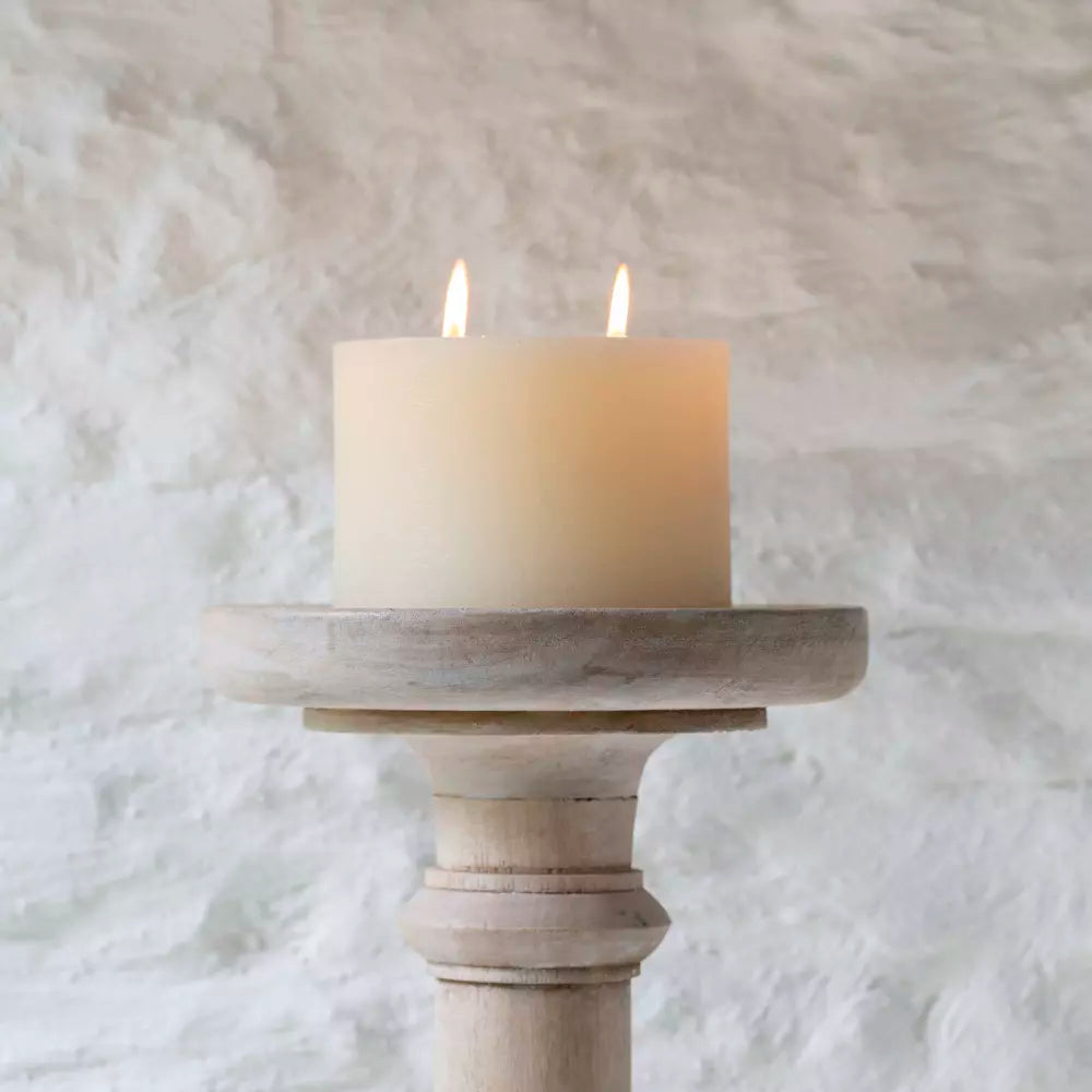 Rustic Pillar Candle Two Wick 11cm