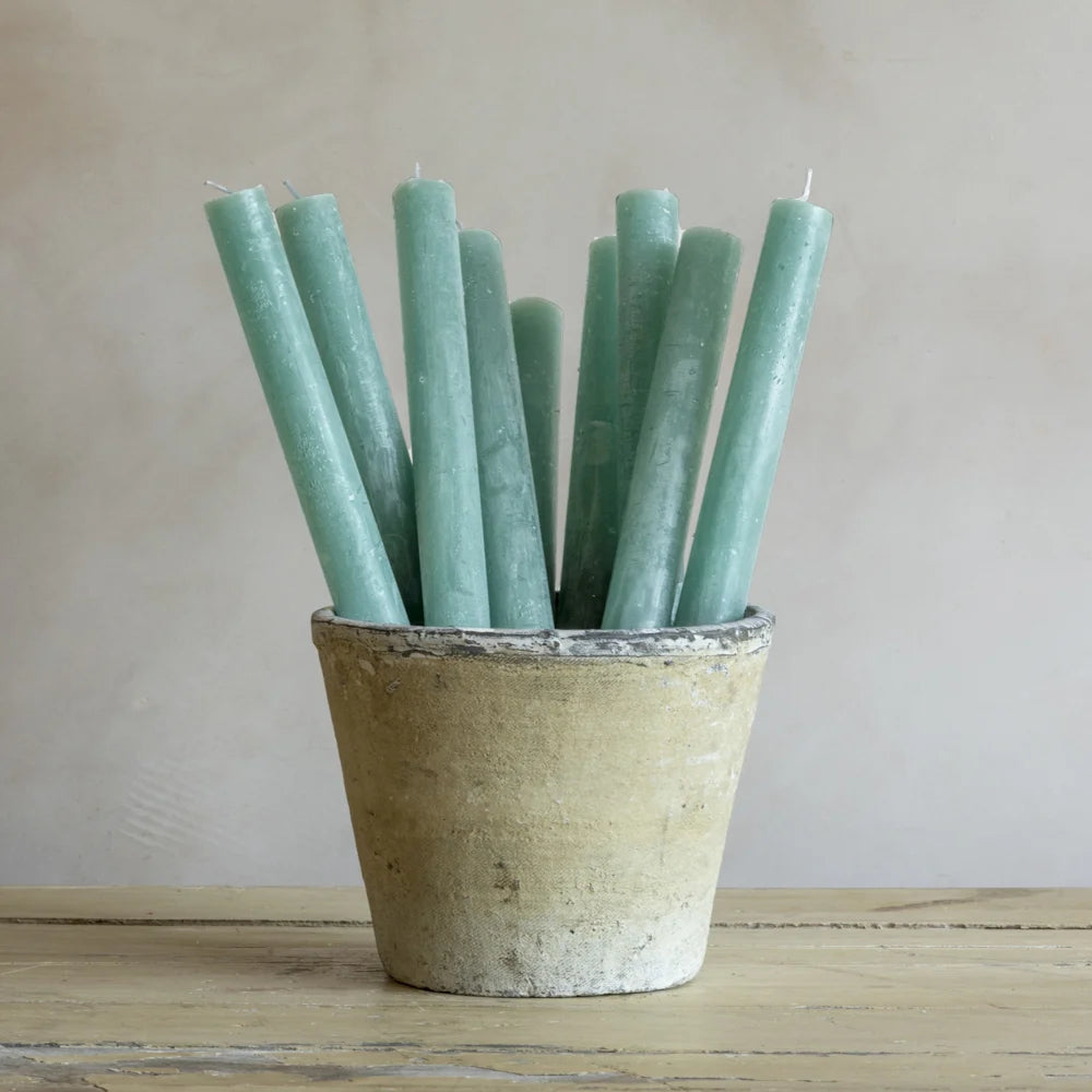 Rustic Dinner Candle Sea Green 27cm