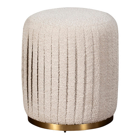 Cream Boucle Pleated Stool 51cm