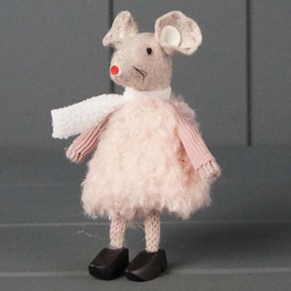 Pink Fabric Mouse in Clogs 11cm | Annie Mo's