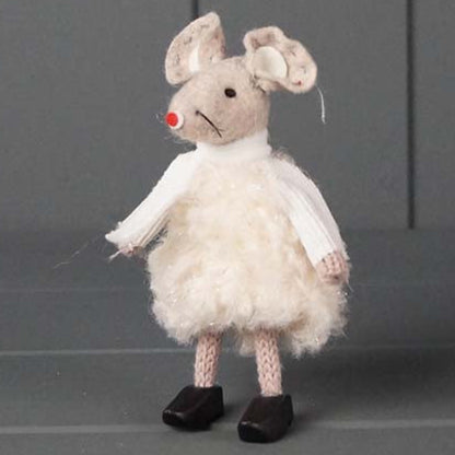 Cream Fabric Mouse in Clogs 11cm | Annie Mo's