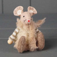 Beige Sitting Fabric Mouse 8cm | Annie Mo's