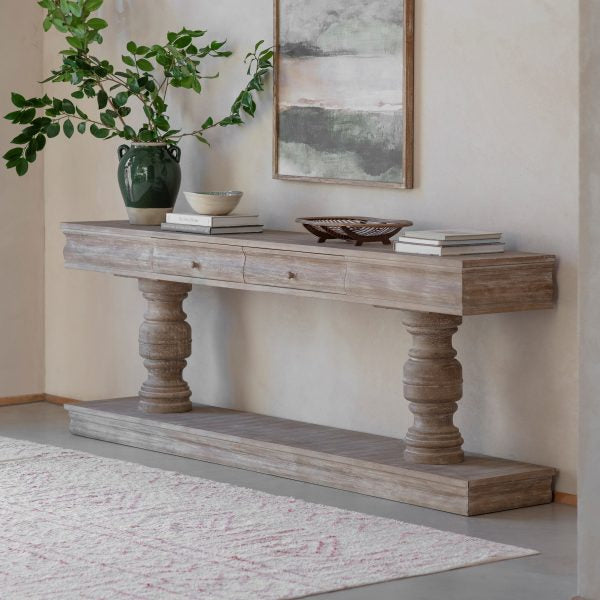 Ilkley Large Distressed Weathered Console Table 240cm | Annie Mo's