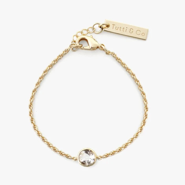 Birthstone Bracelet Gold - Choice of Month Stones-D
