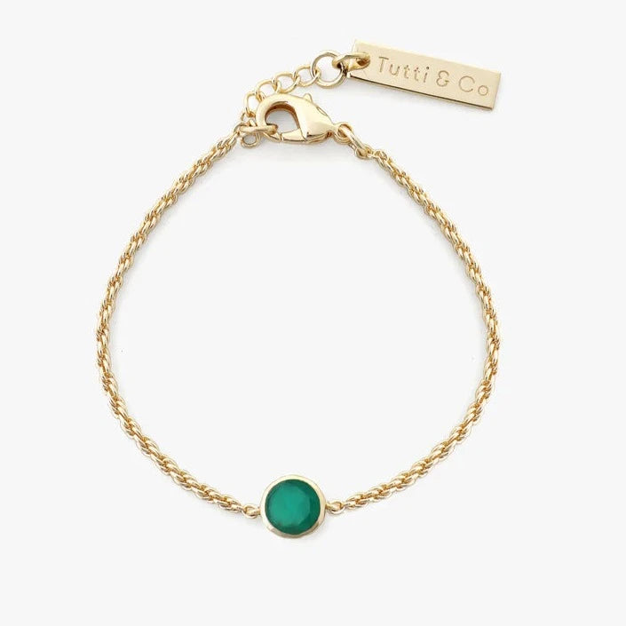 Birthstone Bracelet Gold - Choice of Month Stones-E