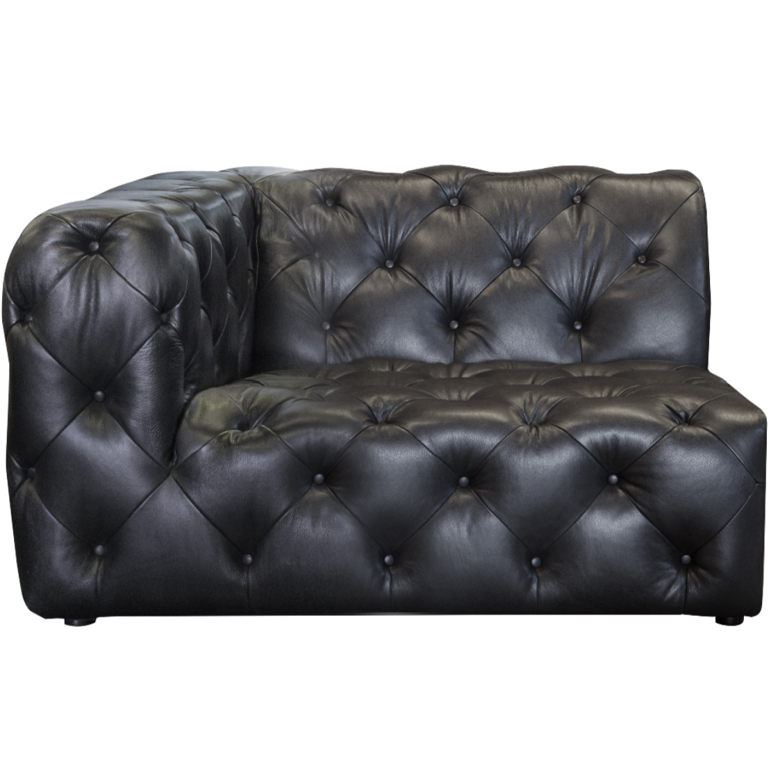 buttoned leather sofa corner section