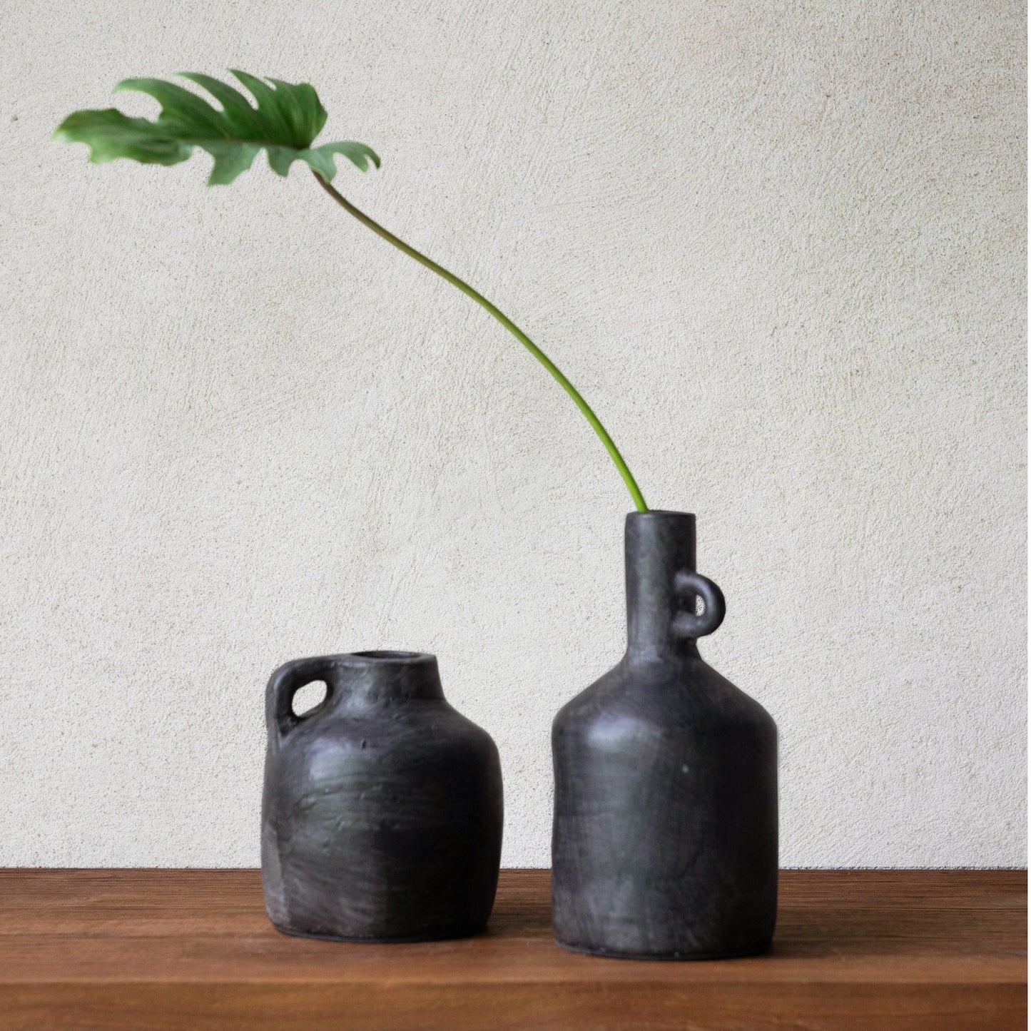 Baku Black Terracotta Stem Vase 22cm