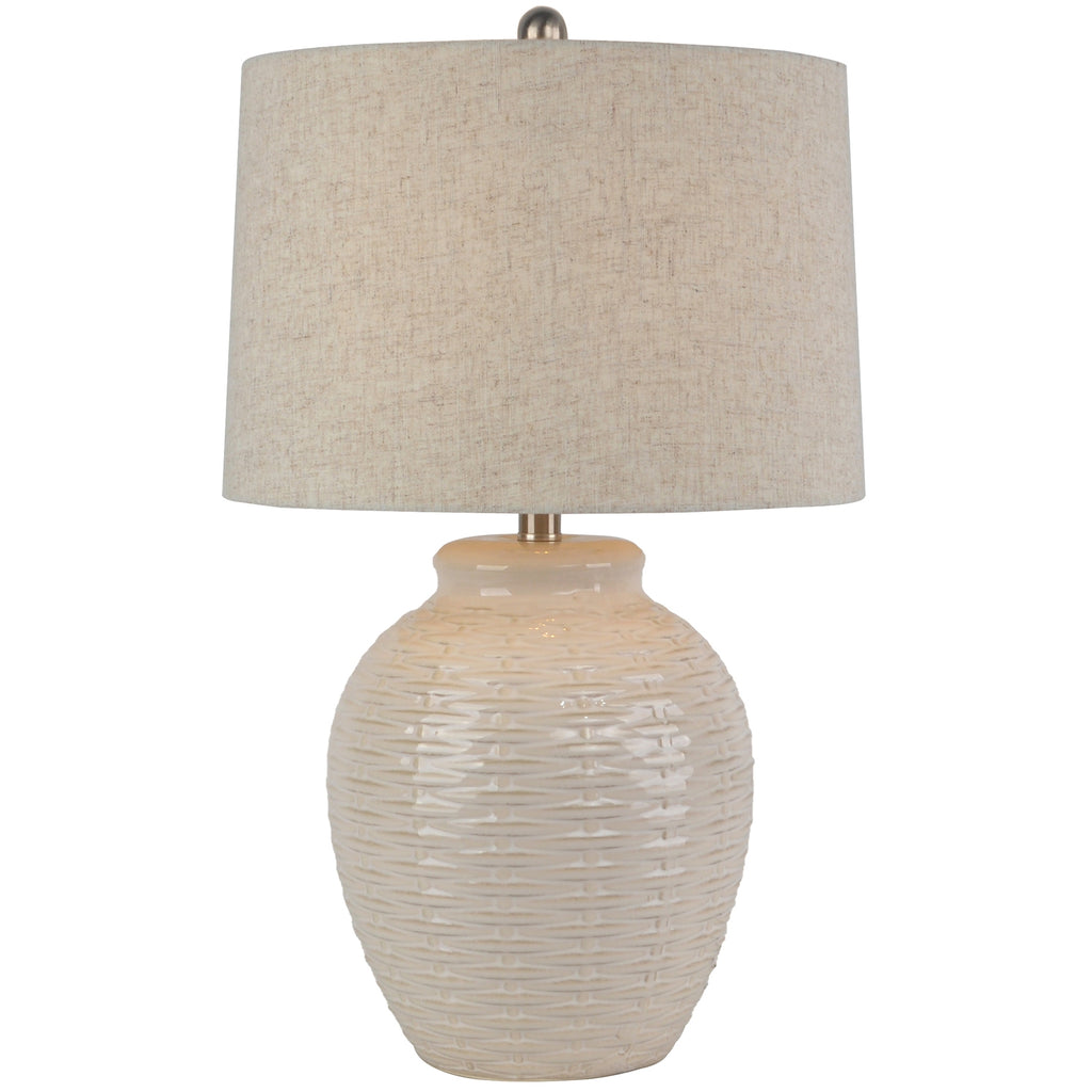 Basket Weave Ceramic Table Lamp With Linen Shade 63cm | Annie Mo's