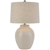 Basket Weave Ceramic Table Lamp With Linen Shade 63cm | Annie Mo's