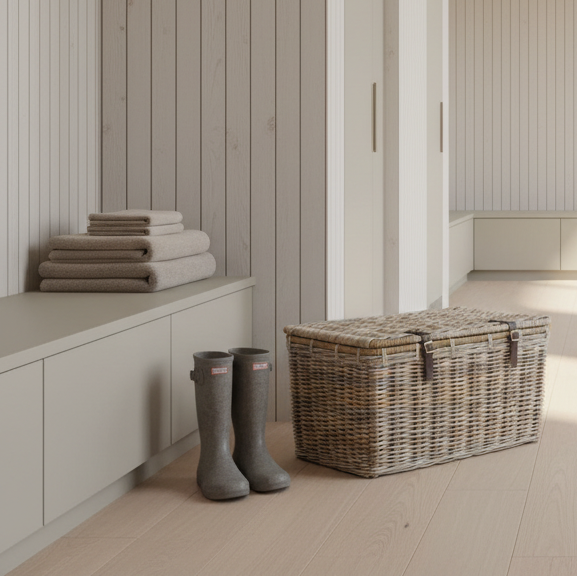 Rattan Rectangle Trunk with Leather Straps - Size Choice | Annie Mo's